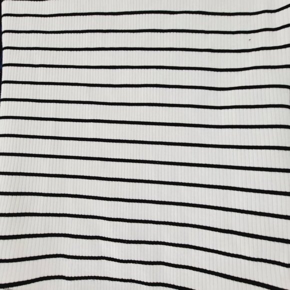 Rue 21 White Black Striped Swimsuit Leotard Stretchy Size Medium M Ribbed w snap - Picture 4 of 6